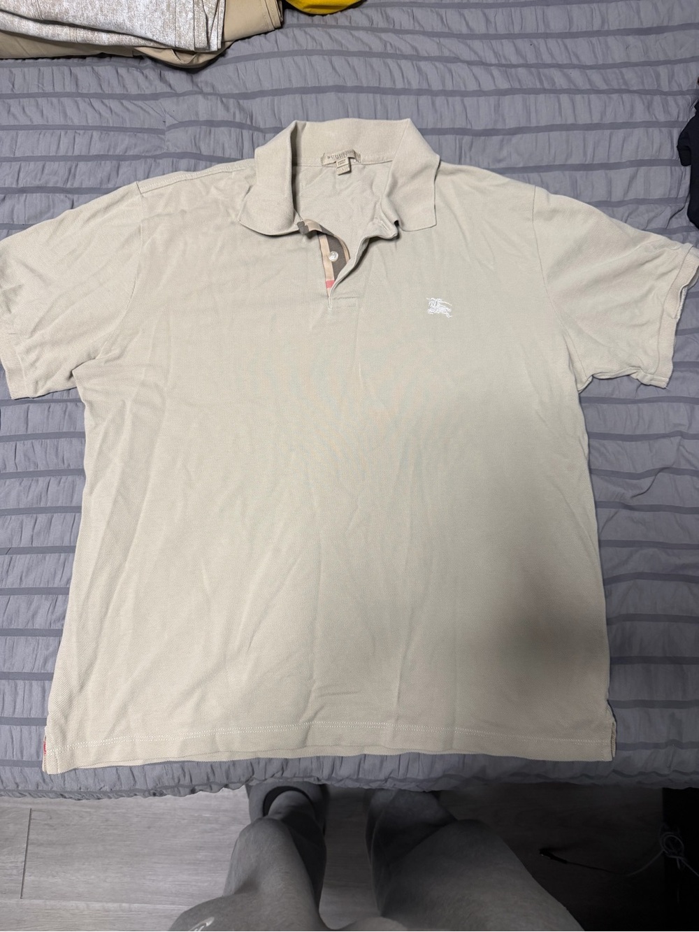 Men's Polo Shirt in Light Beige - Classic Short Sleeve size L